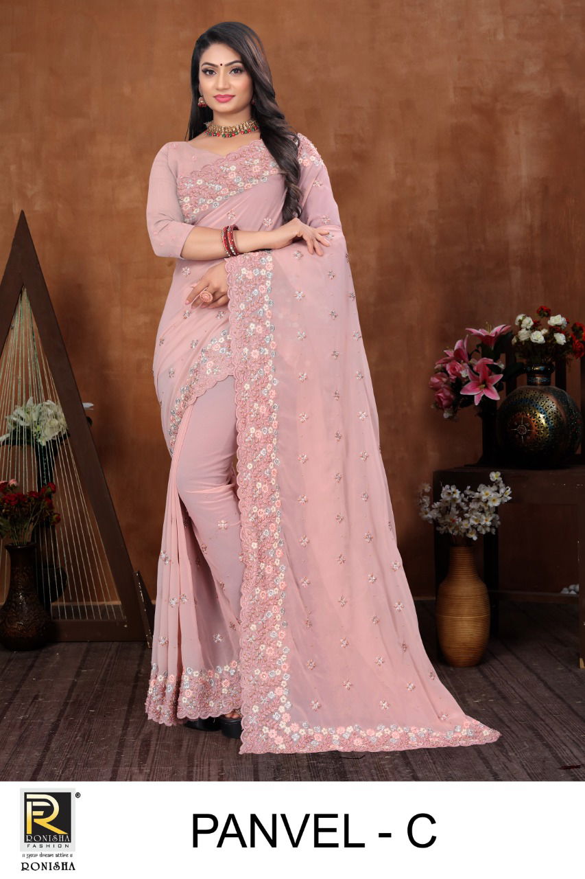 Ronisha Panvel Embroidery designer Fancy Festive Wear Saree Collection